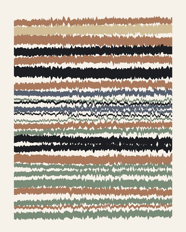 Strata — layered horizontal bands, each edge slightly torn