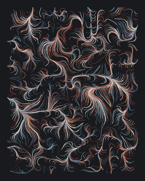 Night current — the same field as Current, in light ink on black